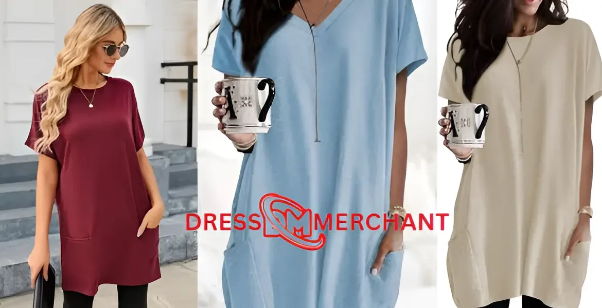 Casual Tunic Tops With Pockets For Women