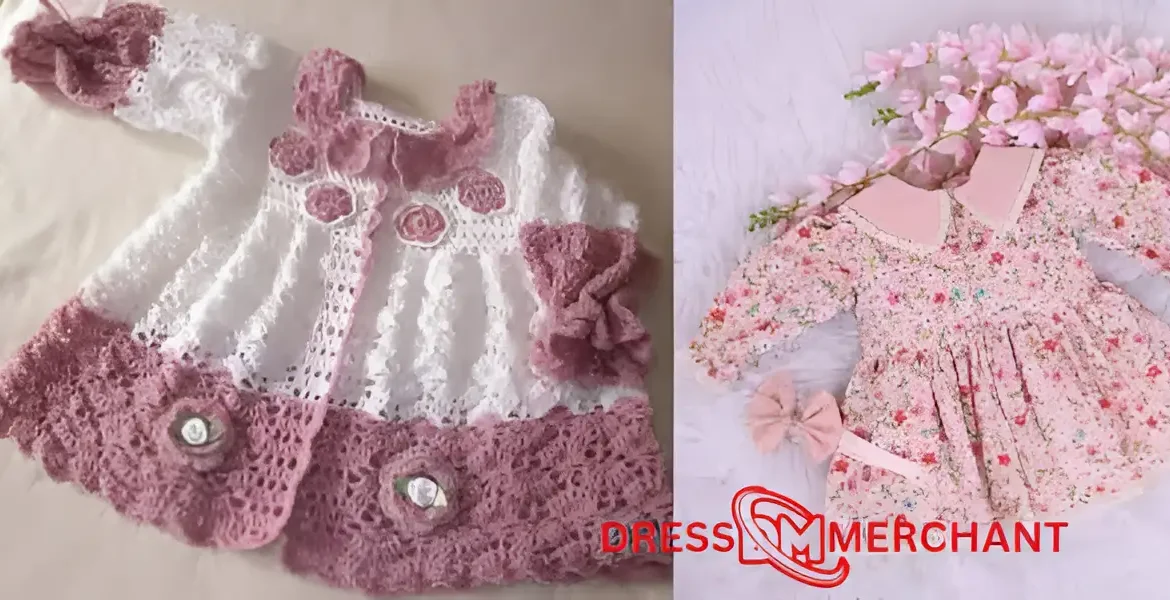 Handmade Baby Girl Knit Dresses With Floral Designs