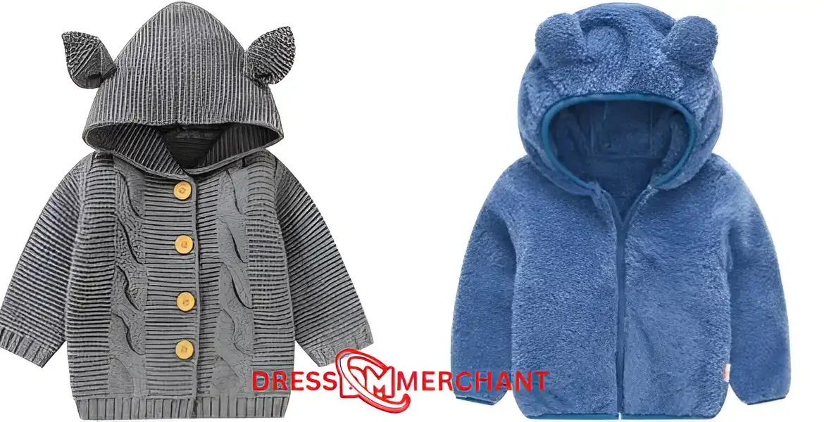 Warm Knit Baby Hoodies With Zipper Closure